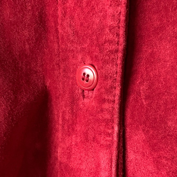 Nordstrom Women's Red Genuine Leather Button Coat Jacket XL - Picture 5 of 7